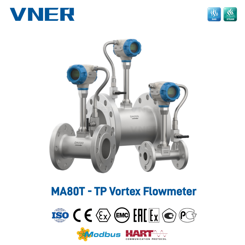 Vortex-Durchflussmesser der Serie MA80T-TP mit Temperatur-/Druckkompensation